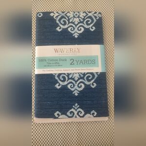 Waverly Inspirations 2 Yard Cut 100% Cotton Duck Print Fabric Ikat Navy NWT